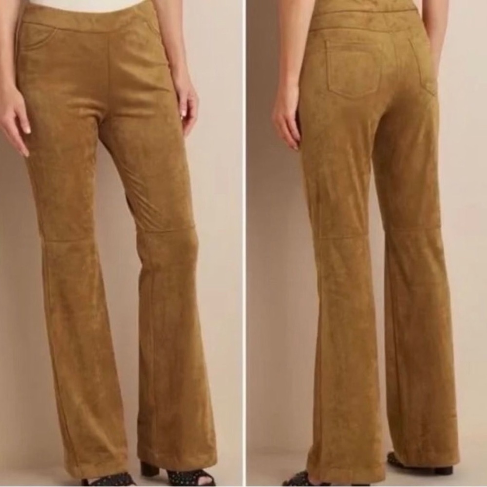 Soft Surroundings Caramel Faux Suede Pull On Bootcut Pants Size M